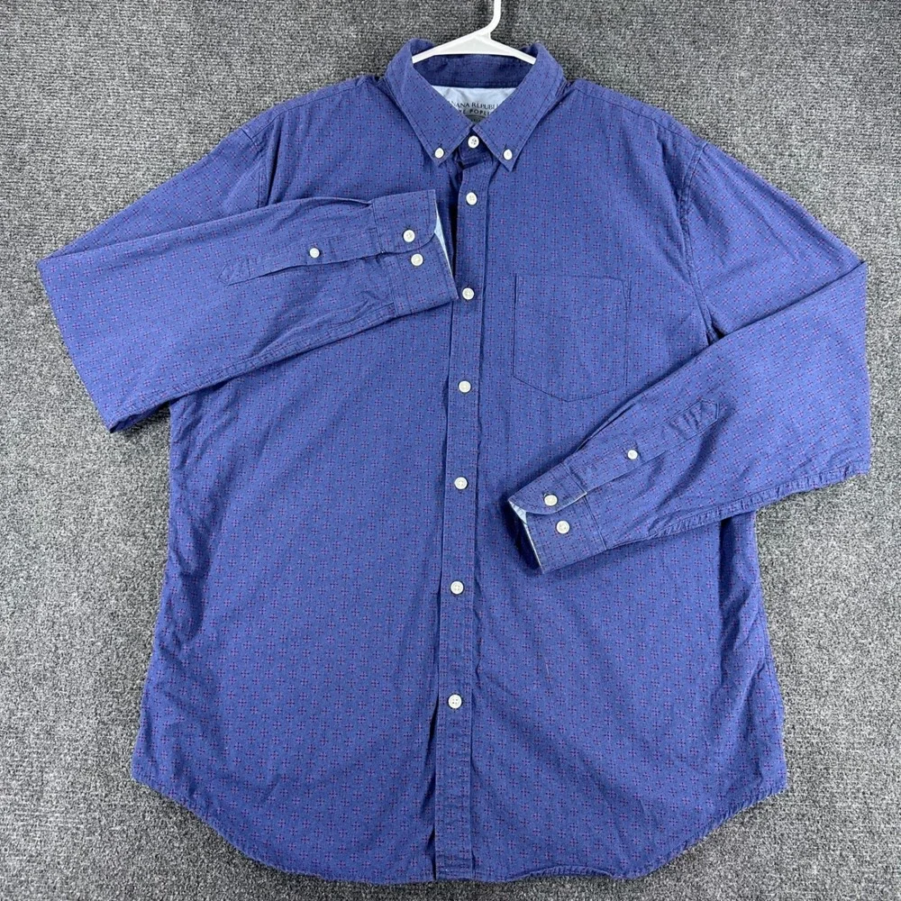 Banana‎ Republic Button Down Mens XL Extra Large Blue Grant Slim Fit Luxe Poplin